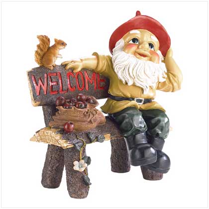 Greeting Sign Garden Gnome 